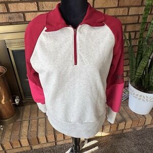Nike Dri Fit Pullover Women's S Quarter Zip Colorblock Running Top Pink Red